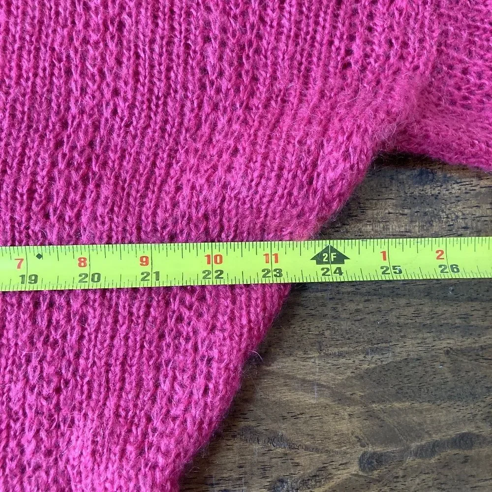 Wooden Ships S/M Sweater Pink V Neck Open Knit Mohair Wool Short Sleeve Cropped - Picture 7 of 7